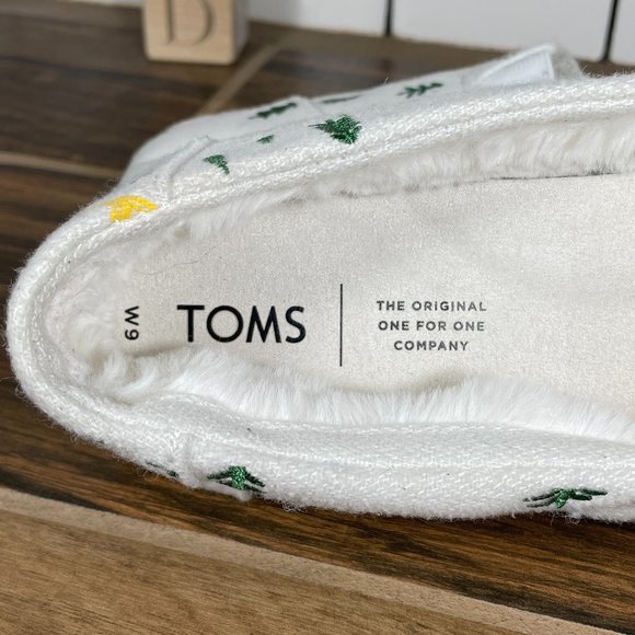 TOMS Seasonal Classic Alpargata Women's Size 9 Shoes White Ski Tree Print Flat - Picture 9 of 11